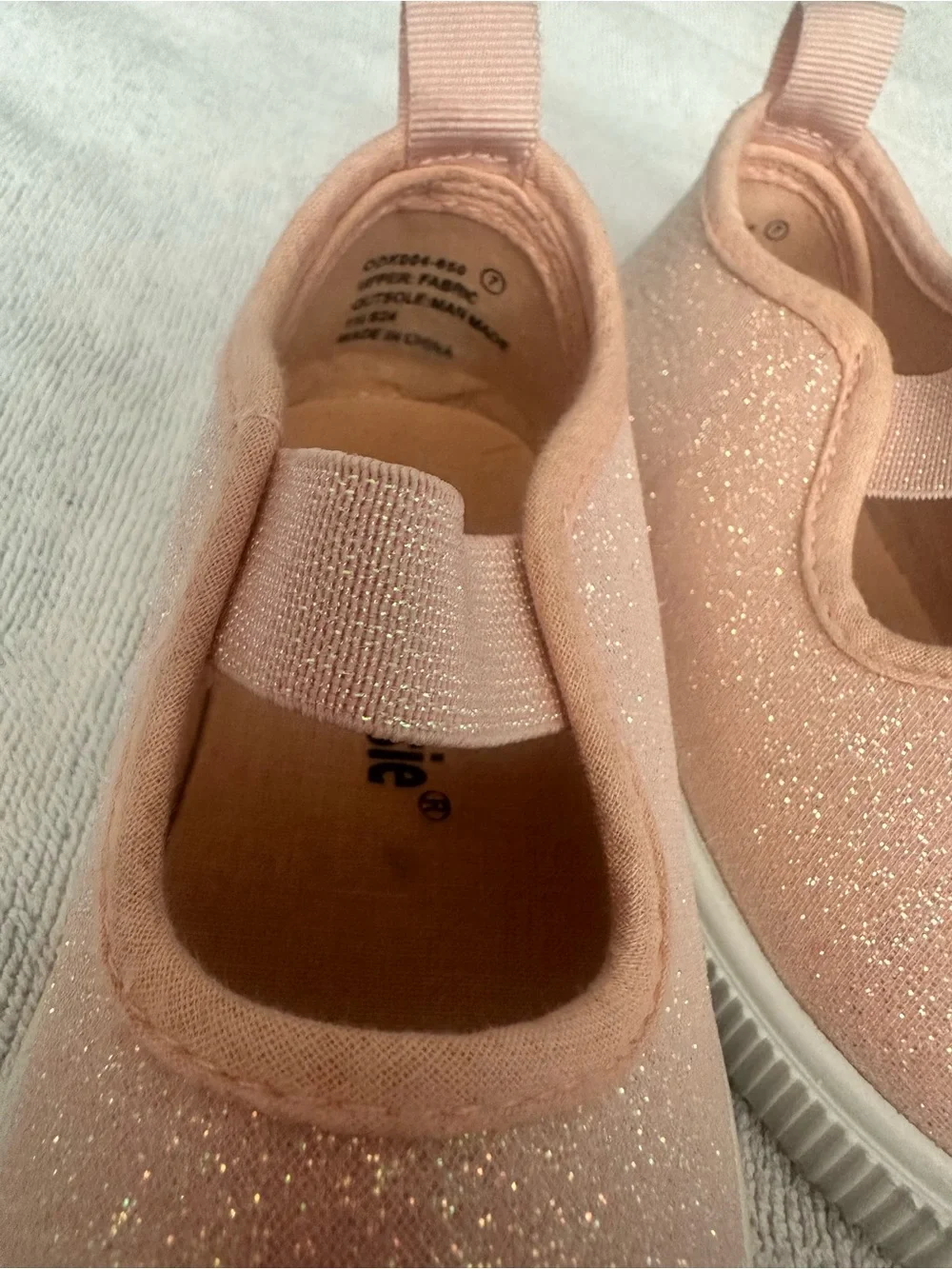 Girls' Glitter Mary Jane Slip-On Shoes in Light Pink